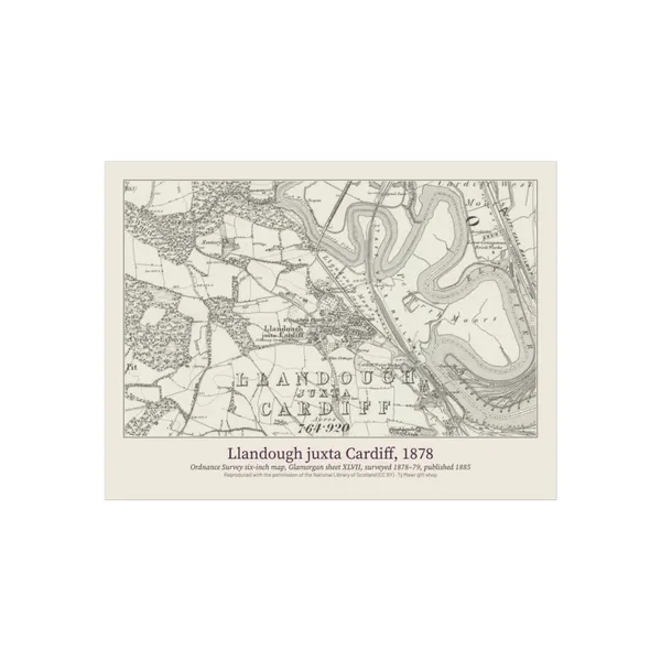 Llandough juxta Cardiff 1878 Map Poster