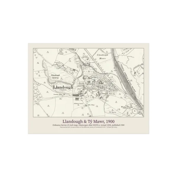 Llandough & Tŷ Mawr 1900 Map Poster